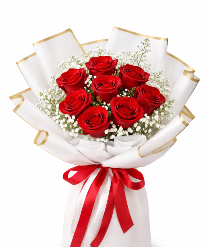 Ramo elise de 8 rosas rojas